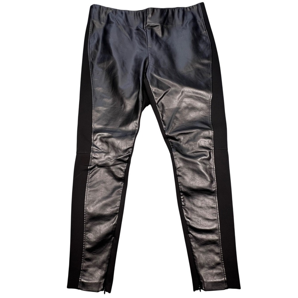 Lauren Ralph Lauren Black Faux Leather Front Ponte Leggings Women 10P